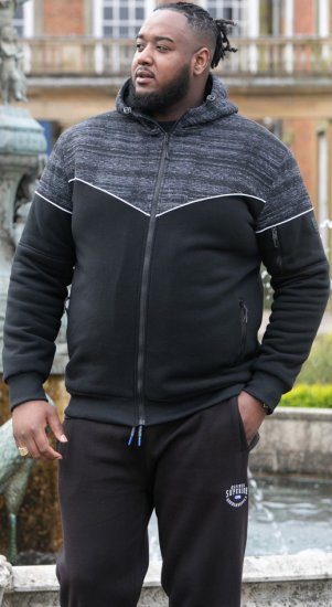 D555 HENNESSEY Zip Through Hoody With Sherpa Lining Black - Pulovere & hanorace - Pulovere & Hanorace Bărbați Mărimi Mari