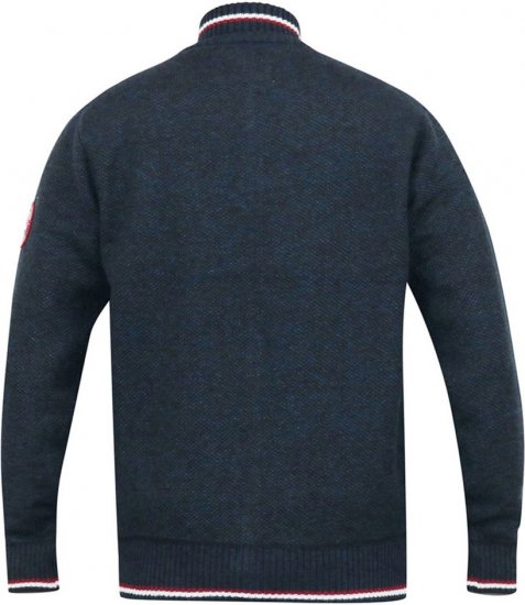 D555 ABERDARE Knitted Zip Through Sweater With Bonded Check Lining Navy Marl - Pulovere & hanorace - Pulovere & Hanorace Bărbați Mărimi Mari