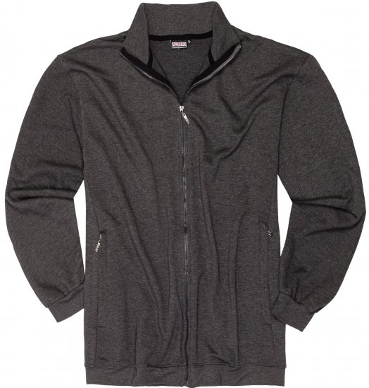 Adamo Athen Sweat Jacket with Full Zipper Charcoal - Pulovere & hanorace - Pulovere & Hanorace Bărbați Mărimi Mari