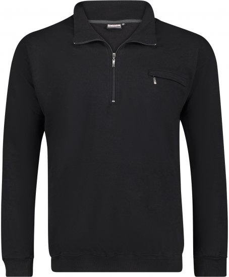 Adamo Athen Sweatshirt Half Zipper Black - Pulovere & hanorace - Pulovere & Hanorace Bărbați Mărimi Mari