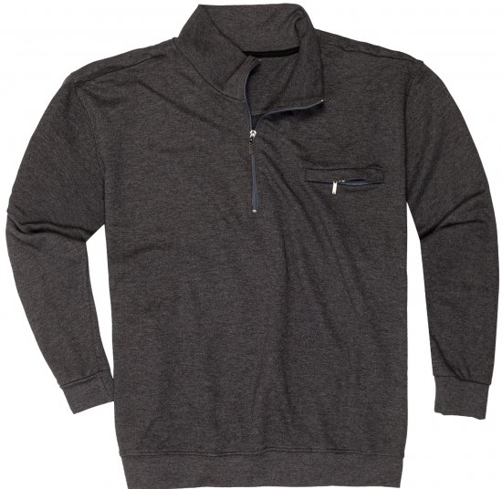 Adamo Athen Sweatshirt Half Zipper Charocal - Pulovere & Hanorace - Pulovere & Hanorace Bărbați Mărimi Mari