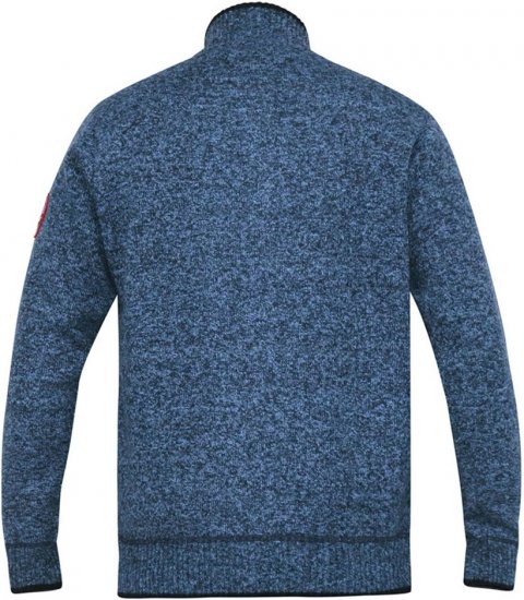 D555 ECCLES Cable Knitted Zip Through Sweater With Bonded Check Lining Denim Marl - Pulovere & hanorace - Pulovere & Hanorace Bărbați Mărimi Mari