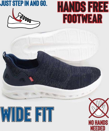D555 Blyth 2 Kingsize Hands Free Shoes With Knitted Top Navy - Bărbați pantofi 40-52 - 