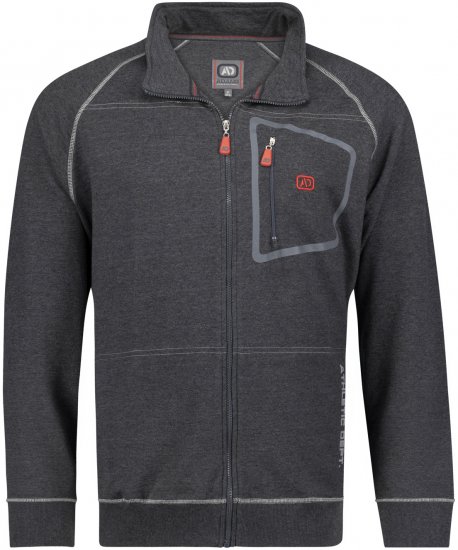 Adamo Manuel Sweatshirt with Zipper Charcoal - Pulovere & hanorace - Pulovere & Hanorace Bărbați Mărimi Mari