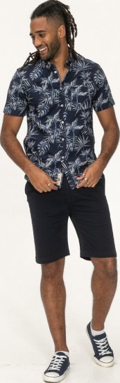 D555 Truro Hawaiian AOP Short Sleeve Button Down Collar Shirt Navy - Cămăși - Cămăși Bărbați Mărimi Mari
