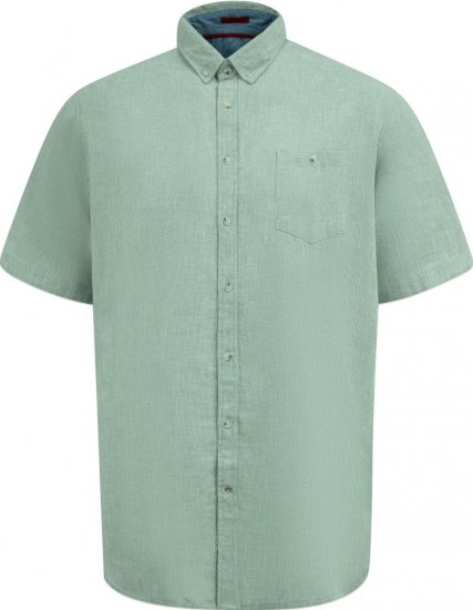 D555 Falmouth 2 Linen Mix Short Sleeve Shirt With Button Down Mint - Cămăși - Cămăși Bărbați Mărimi Mari