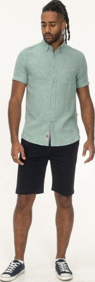 D555 Falmouth 2 Linen Mix Short Sleeve Shirt With Button Down Mint - Cămăși - Cămăși Bărbați Mărimi Mari