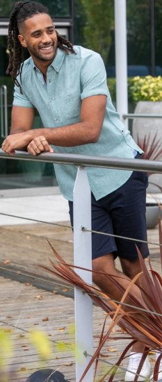 D555 Falmouth 2 Linen Mix Short Sleeve Shirt With Button Down Mint - Cămăși - Cămăși Bărbați Mărimi Mari
