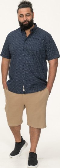 D555 Norwich Short Sleeve Micro AOP Shirt With Hidden Button Down Navy - Cămăși - Cămăși Bărbați Mărimi Mari