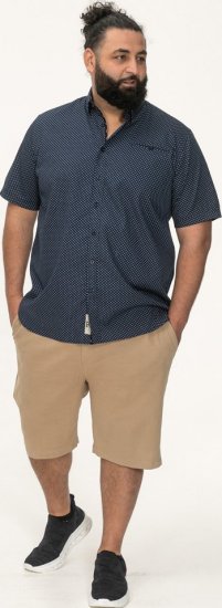 D555 Norwich Short Sleeve Micro AOP Shirt With Hidden Button Down Navy - Cămăși - Cămăși Bărbați Mărimi Mari