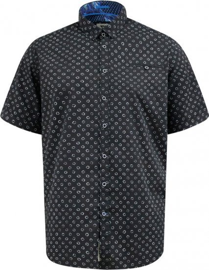 D555 Matlock Short Sleeve AOP Shirt With Hidden Button Down Black - Cămăși - Cămăși Bărbați Mărimi Mari