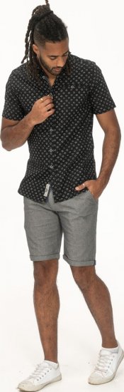D555 Matlock Short Sleeve AOP Shirt With Hidden Button Down Black - Cămăși - Cămăși Bărbați Mărimi Mari