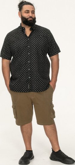 D555 Matlock Short Sleeve AOP Shirt With Hidden Button Down Black - Cămăși - Cămăși Bărbați Mărimi Mari