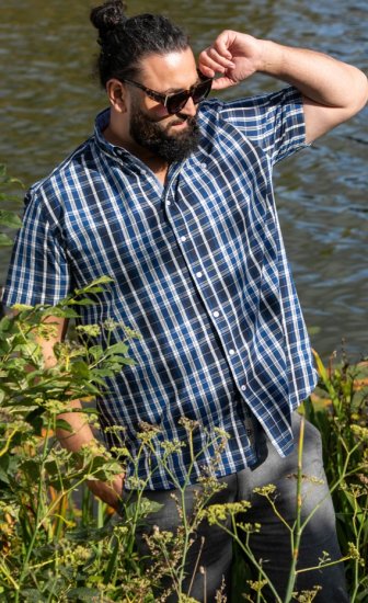 D555 Walsall Button Down Collar Short Sleeve Shirt Navy Shirt - Cămăși - Cămăși Bărbați Mărimi Mari