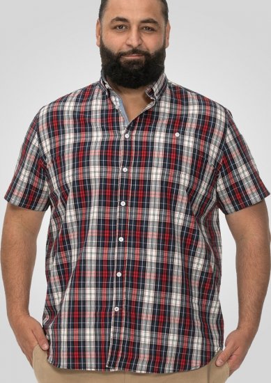 D555 Shields Button Down Collar Short Sleeve Shirt With Pocket Red Check - Cămăși - Cămăși Bărbați Mărimi Mari