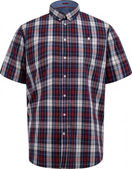 D555 Shields Button Down Collar Short Sleeve Shirt With Pocket Red Check - Cămăși - Cămăși Bărbați Mărimi Mari