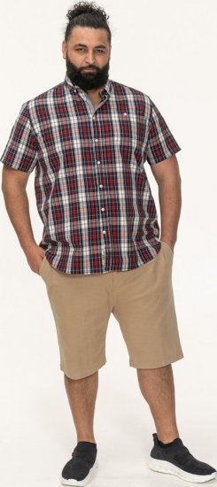 D555 Shields Button Down Collar Short Sleeve Shirt With Pocket Red Check - Cămăși - Cămăși Bărbați Mărimi Mari