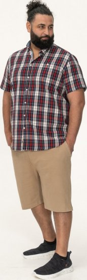 D555 Shields Button Down Collar Short Sleeve Shirt With Pocket Red Check - Cămăși - Cămăși Bărbați Mărimi Mari