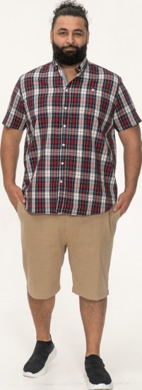 D555 Shields Button Down Collar Short Sleeve Shirt With Pocket Red Check - Cămăși - Cămăși Bărbați Mărimi Mari