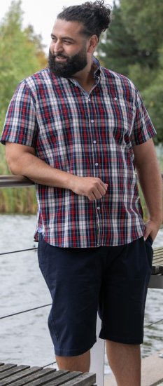 D555 Shields Button Down Collar Short Sleeve Shirt With Pocket Red Check - Cămăși - Cămăși Bărbați Mărimi Mari