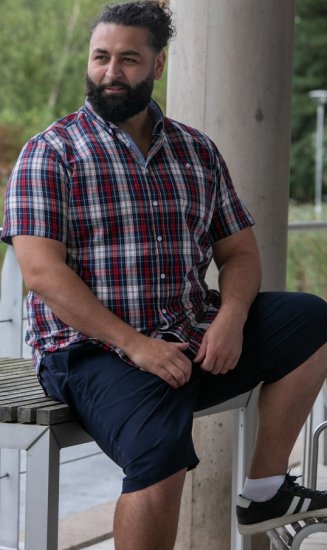 D555 Shields Button Down Collar Short Sleeve Shirt With Pocket Red Check - Cămăși - Cămăși Bărbați Mărimi Mari