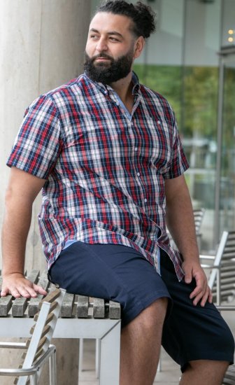 D555 Shields Button Down Collar Short Sleeve Shirt With Pocket Red Check - Cămăși - Cămăși Bărbați Mărimi Mari