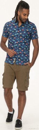 D555 Hartlepool Short Sleeve Vintage Car AOP Stretch Shirt Blue - Cămăși - Cămăși Bărbați Mărimi Mari
