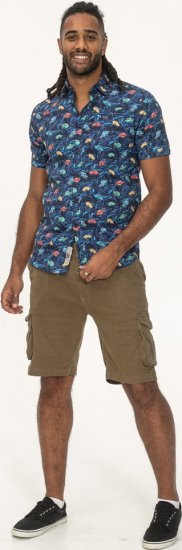 D555 Hartlepool Short Sleeve Vintage Car AOP Stretch Shirt Blue - Cămăși - Cămăși Bărbați Mărimi Mari