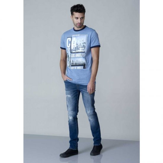 D555 Howie Fine Stripe T-shirt Blue - Tricouri - Tricouri Bărbați Mărimi Mari