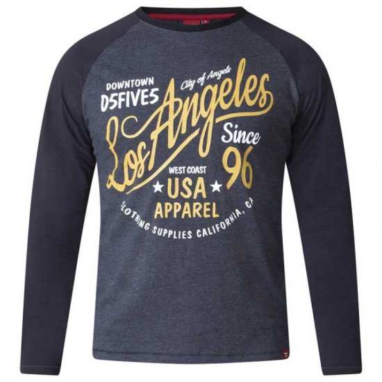 D555 Neill Long Sleeve T-shirt Black - Tricouri - Tricouri Bărbați Mărimi Mari