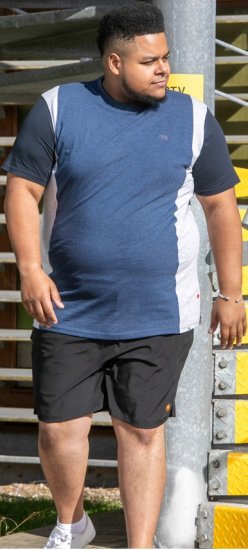 D555 Neath Cut And Sew Crew Neck T-Shirt Denim - Tricouri - Tricouri Bărbați Mărimi Mari