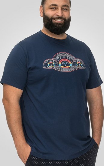D555 Cheltenham Record With Reflection Printed T-shirt French Navy - Tricouri - Tricouri Bărbați Mărimi Mari