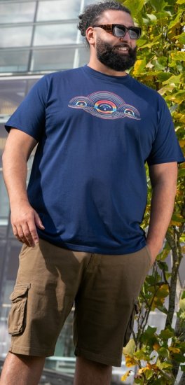 D555 Cheltenham Record With Reflection Printed T-shirt French Navy - Tricouri - Tricouri Bărbați Mărimi Mari