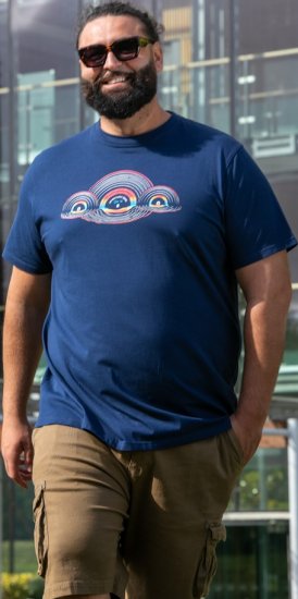 D555 Cheltenham Record With Reflection Printed T-shirt French Navy - Tricouri - Tricouri Bărbați Mărimi Mari