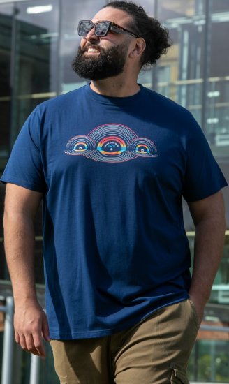 D555 Cheltenham Record With Reflection Printed T-shirt French Navy - Tricouri - Tricouri Bărbați Mărimi Mari