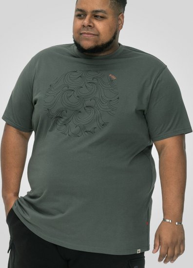 D555 Poole Circle Wave Printed Crew Neck T-shirt Khaki - Tricouri - Tricouri Bărbați Mărimi Mari
