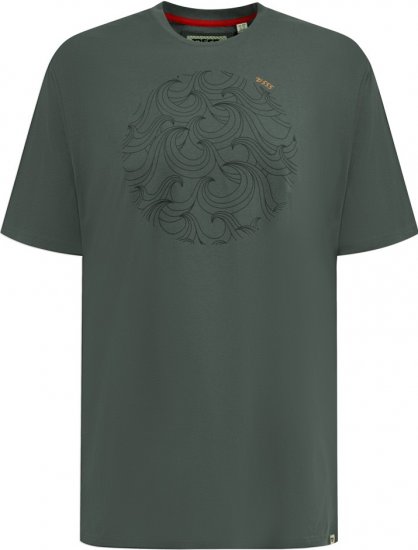 D555 Poole Circle Wave Printed Crew Neck T-shirt Khaki - Tricouri - Tricouri Bărbați Mărimi Mari