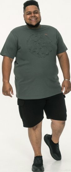 D555 Poole Circle Wave Printed Crew Neck T-shirt Khaki - Tricouri - Tricouri Bărbați Mărimi Mari