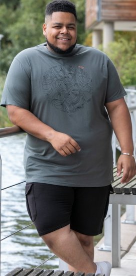 D555 Poole Circle Wave Printed Crew Neck T-shirt Khaki - Tricouri - Tricouri Bărbați Mărimi Mari