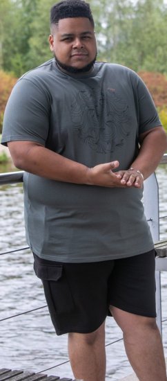 D555 Poole Circle Wave Printed Crew Neck T-shirt Khaki - Tricouri - Tricouri Bărbați Mărimi Mari