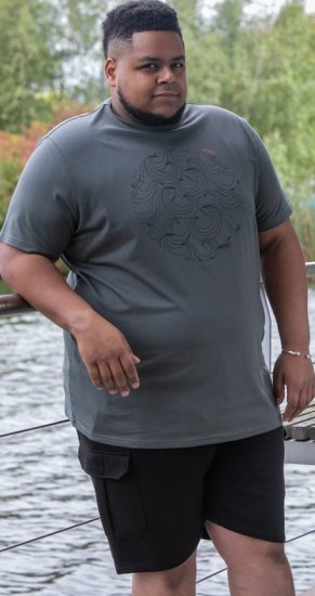 D555 Poole Circle Wave Printed Crew Neck T-shirt Khaki - Tricouri - Tricouri Bărbați Mărimi Mari