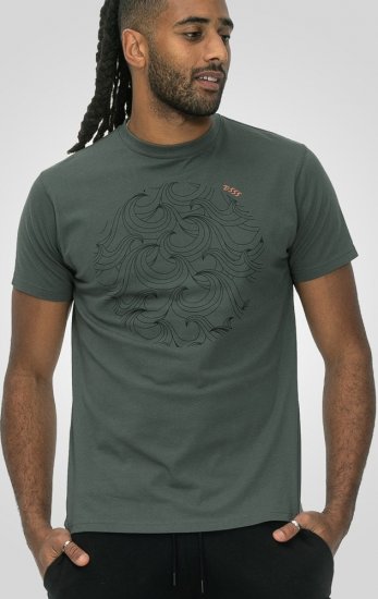 D555 Poole Circle Wave Printed Crew Neck T-shirt Khaki - Tricouri - Tricouri Bărbați Mărimi Mari
