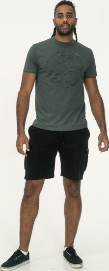 D555 Poole Circle Wave Printed Crew Neck T-shirt Khaki - Tricouri - Tricouri Bărbați Mărimi Mari