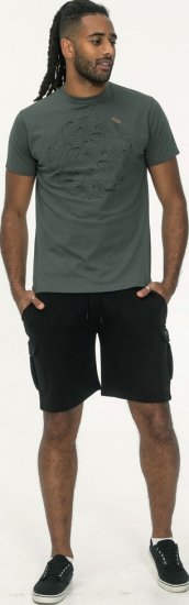 D555 Poole Circle Wave Printed Crew Neck T-shirt Khaki - Tricouri - Tricouri Bărbați Mărimi Mari