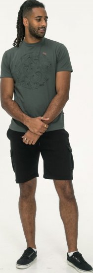 D555 Poole Circle Wave Printed Crew Neck T-shirt Khaki - Tricouri - Tricouri Bărbați Mărimi Mari