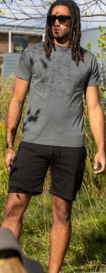 D555 Poole Circle Wave Printed Crew Neck T-shirt Khaki - Tricouri - Tricouri Bărbați Mărimi Mari