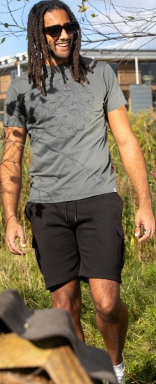 D555 Poole Circle Wave Printed Crew Neck T-shirt Khaki - Tricouri - Tricouri Bărbați Mărimi Mari