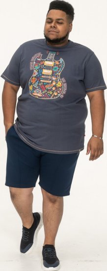 D555 Stockport Multi Coloured Guitar Printed T-Shirt Denim - Tricouri - Tricouri Bărbați Mărimi Mari