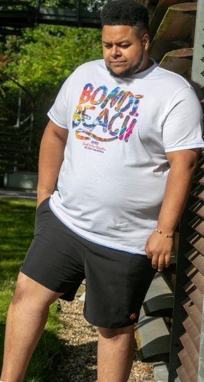 D555 SYDNEY Multi Coloured Bondi Beach Printed T-Shirt White - Tricouri - Tricouri Bărbați Mărimi Mari