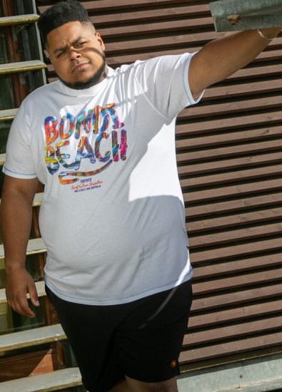 D555 SYDNEY Multi Coloured Bondi Beach Printed T-Shirt White - Tricouri - Tricouri Bărbați Mărimi Mari